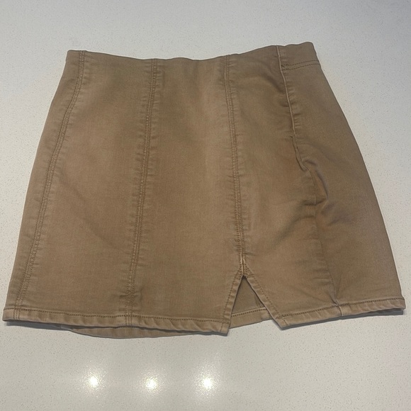 FP Y2K 90s Style Femme Fetale Stretchy Pull-On Coffee Denim Mini Skirt S - Picture 2 of 6